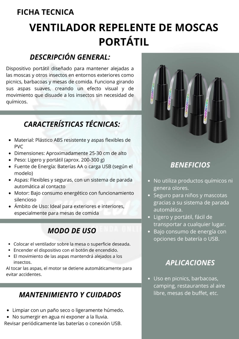 ABANICO REPELENTE DE MOSCAS - PILAS