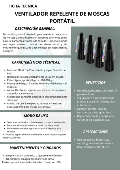 ABANICO REPELENTE DE MOSCAS - PILAS